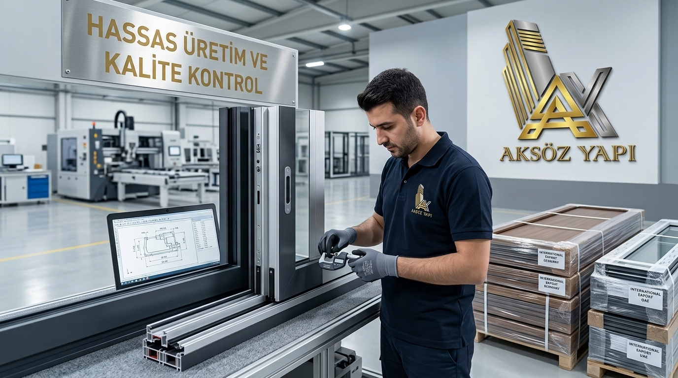 üretim bandında yüksek kaliteli pvc ve alüminyum profiller